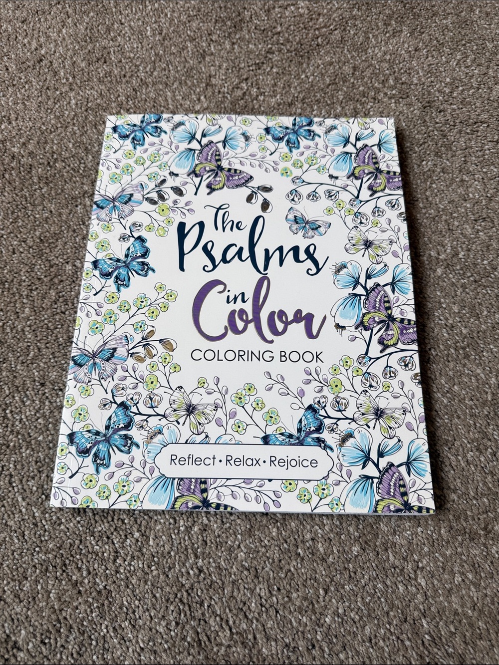 The Psalms in Color Coloring Book - Floral Butterfly Cover (Blue, Purple, Green)